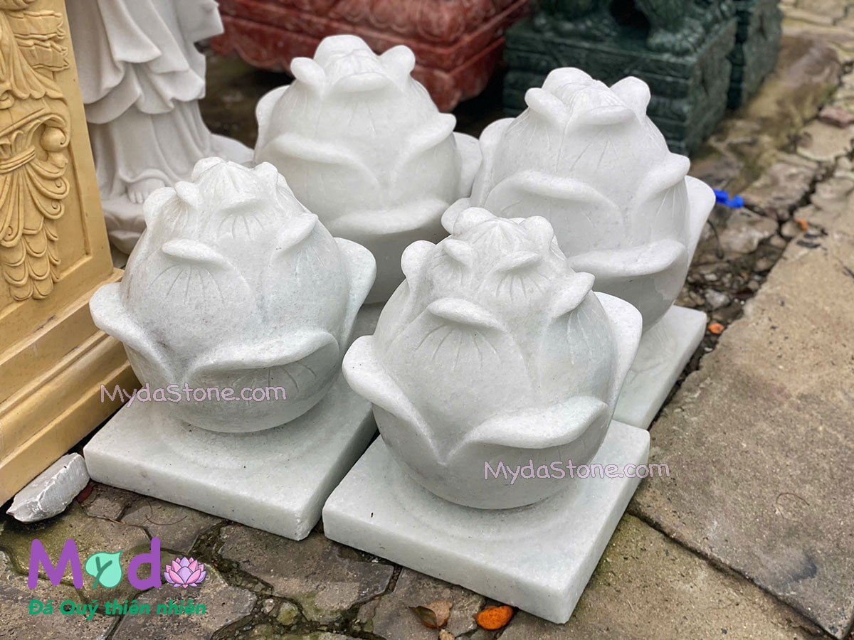 Búp Sen đá Cẩm Thạch Trắng Xanh