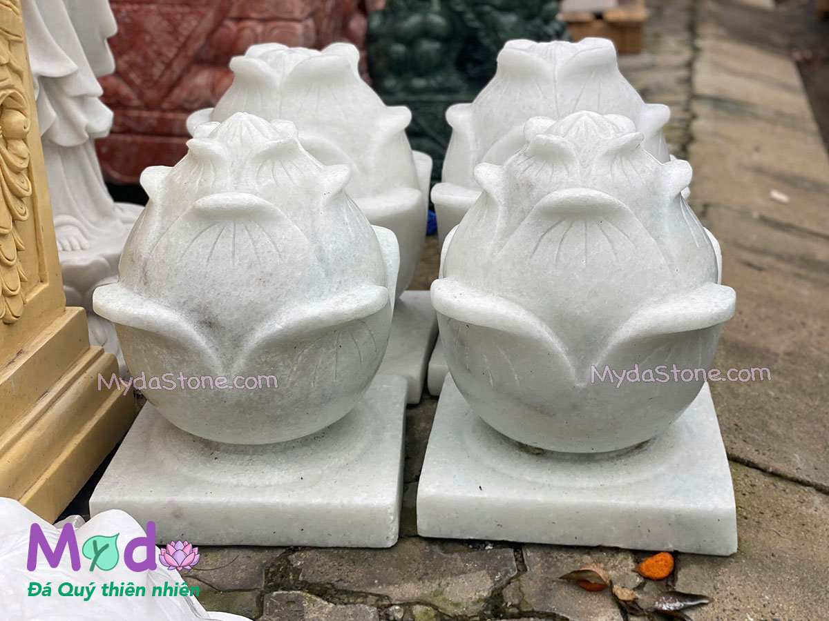 Búp Sen đá Cẩm Thạch Trắng Xanh