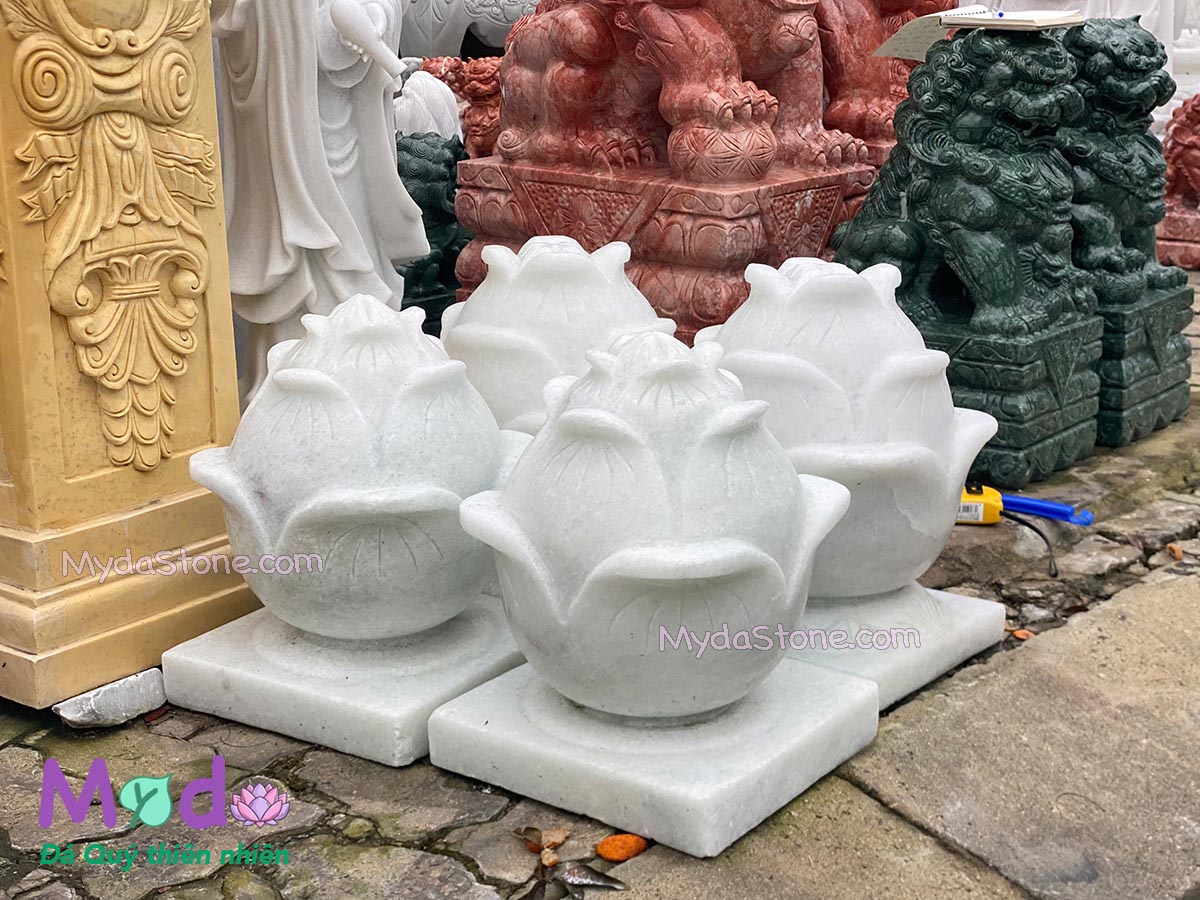 Búp Sen đá Cẩm Thạch Trắng Xanh
