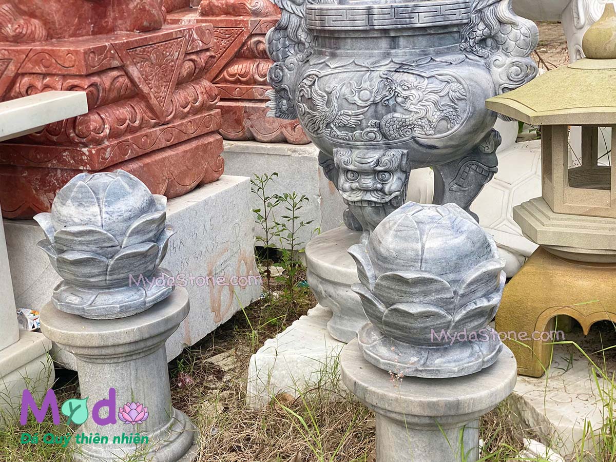 Búp Sen để trụ đá Cẩm Thạch Xám