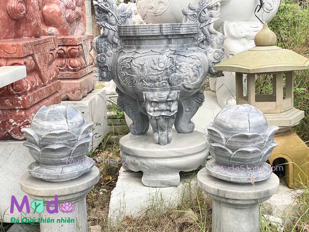 Búp Sen để trụ đá Cẩm Thạch Xám