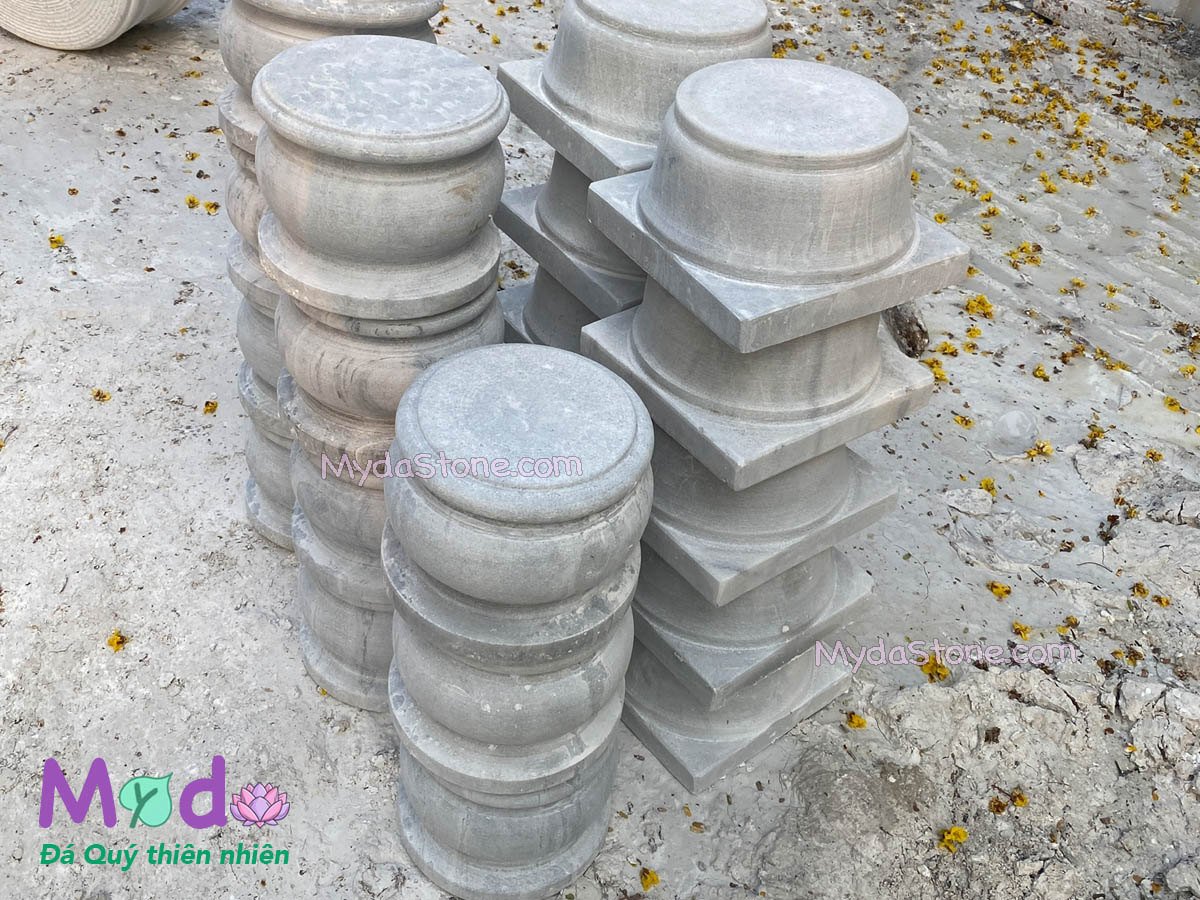Đá Kê Chân Cột Nhà Gỗ đá Cẩm Thạch Trắng Xám
