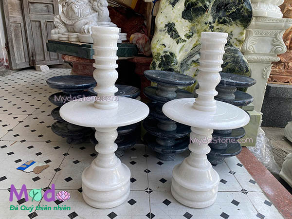 Chân Đèn Công Giáo đá Cẩm Thạch Trắng