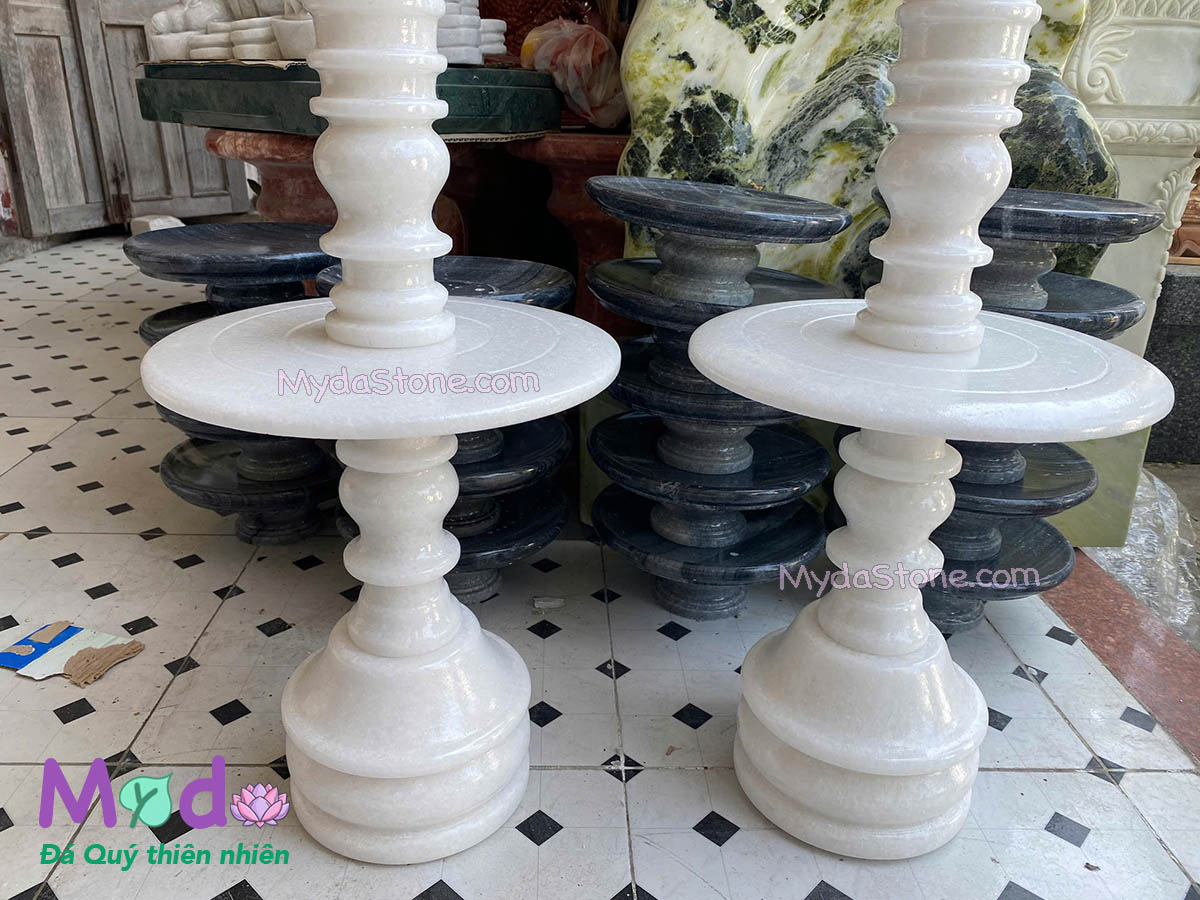 Chân Đèn Công Giáo đá Cẩm Thạch Trắng