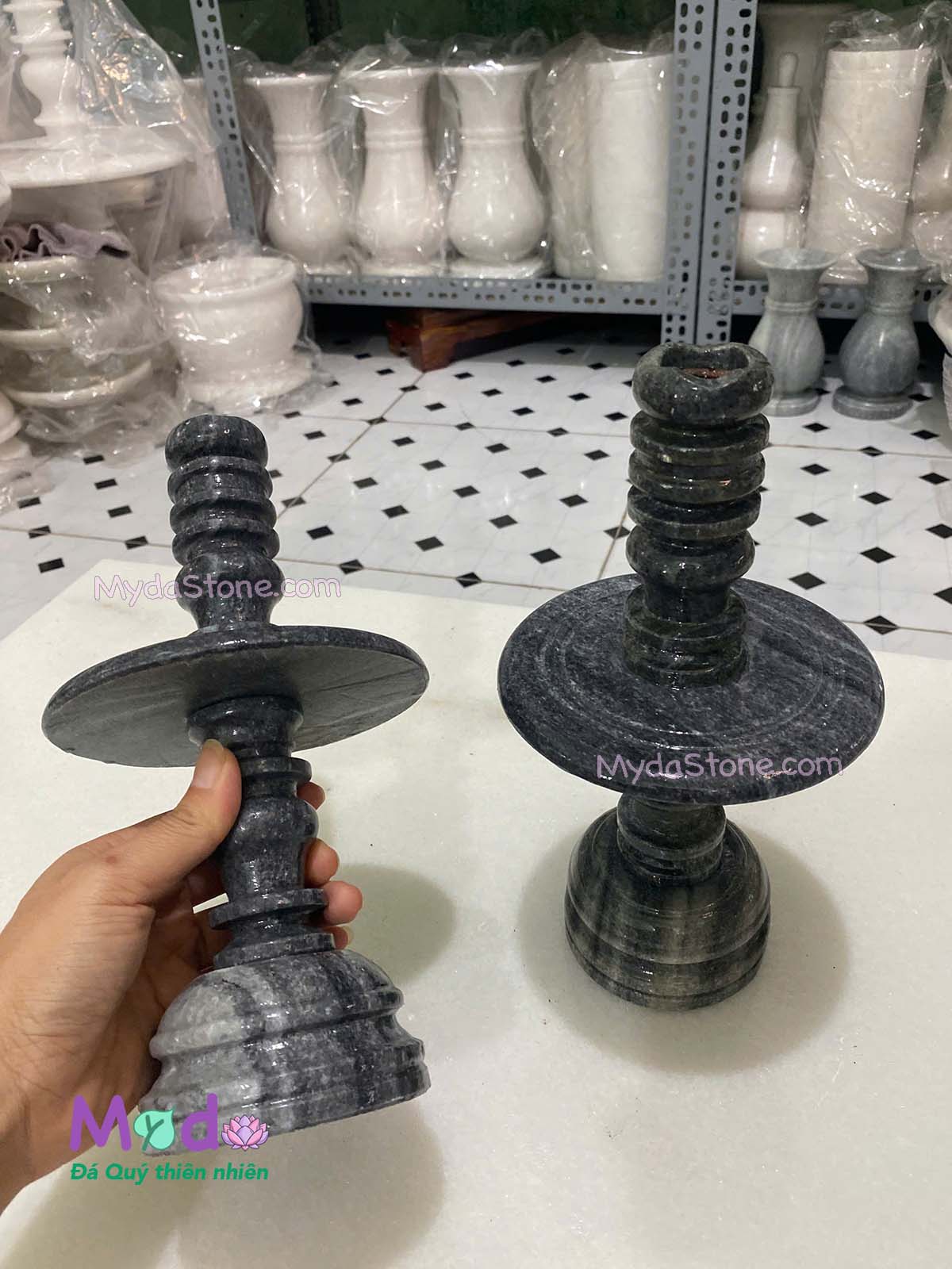 Chân Đèn đá Cẩm Thạch Đen