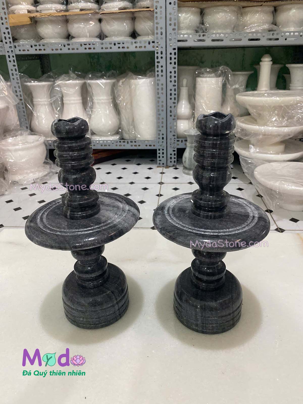 Chân Đèn đá Cẩm Thạch Đen