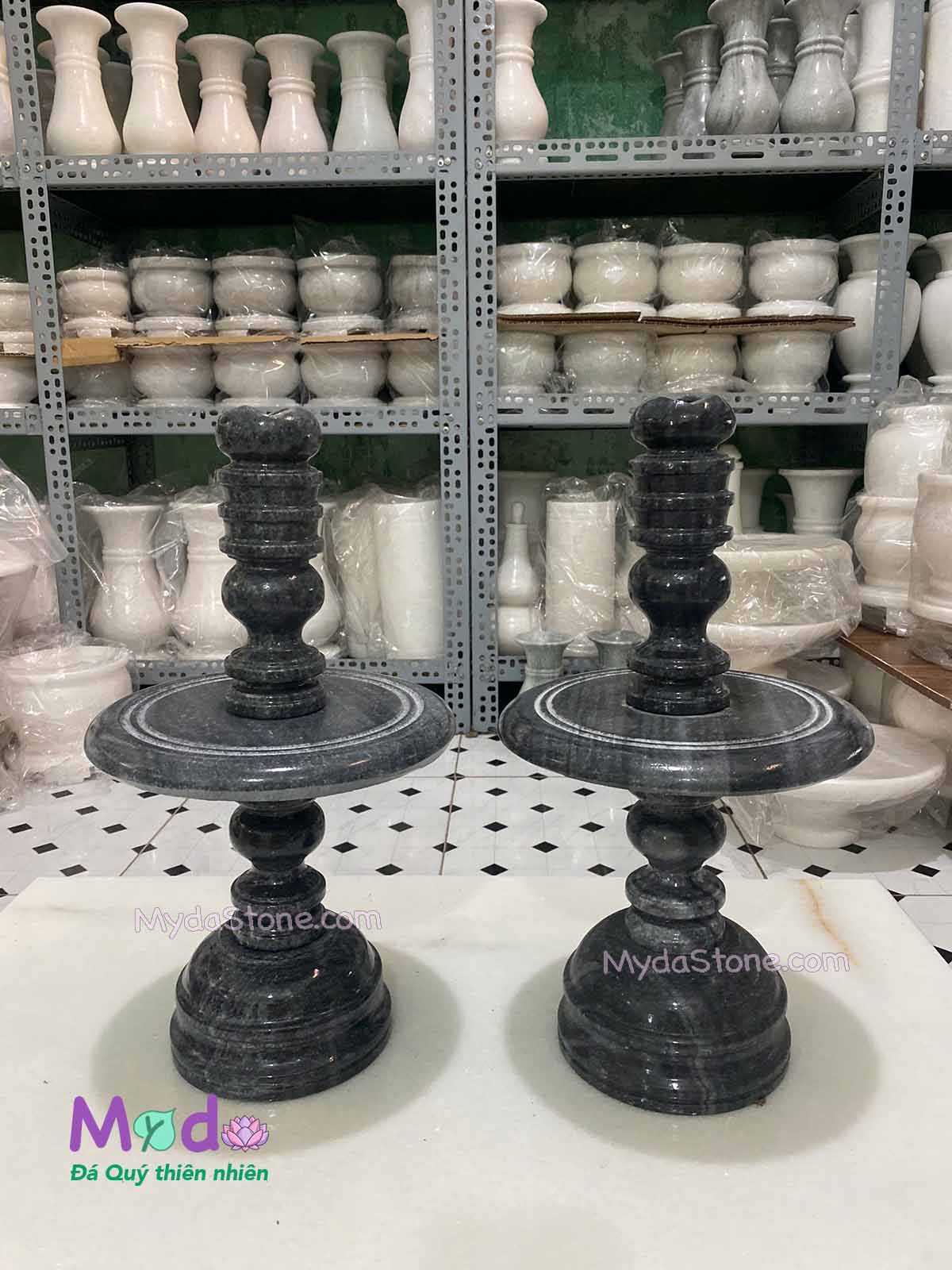 Chân Đèn đá Cẩm Thạch Đen