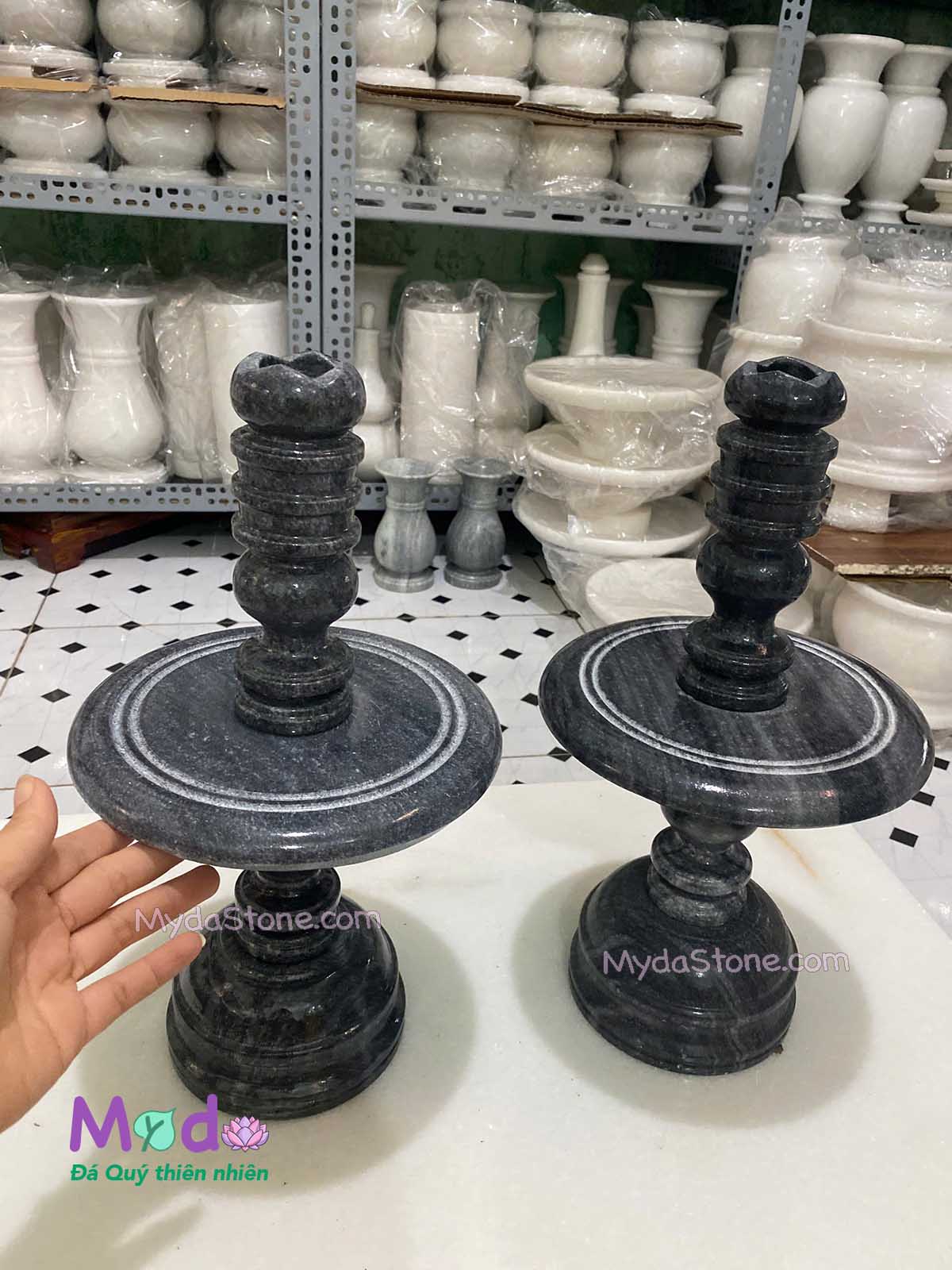 Chân Đèn đá Cẩm Thạch Đen