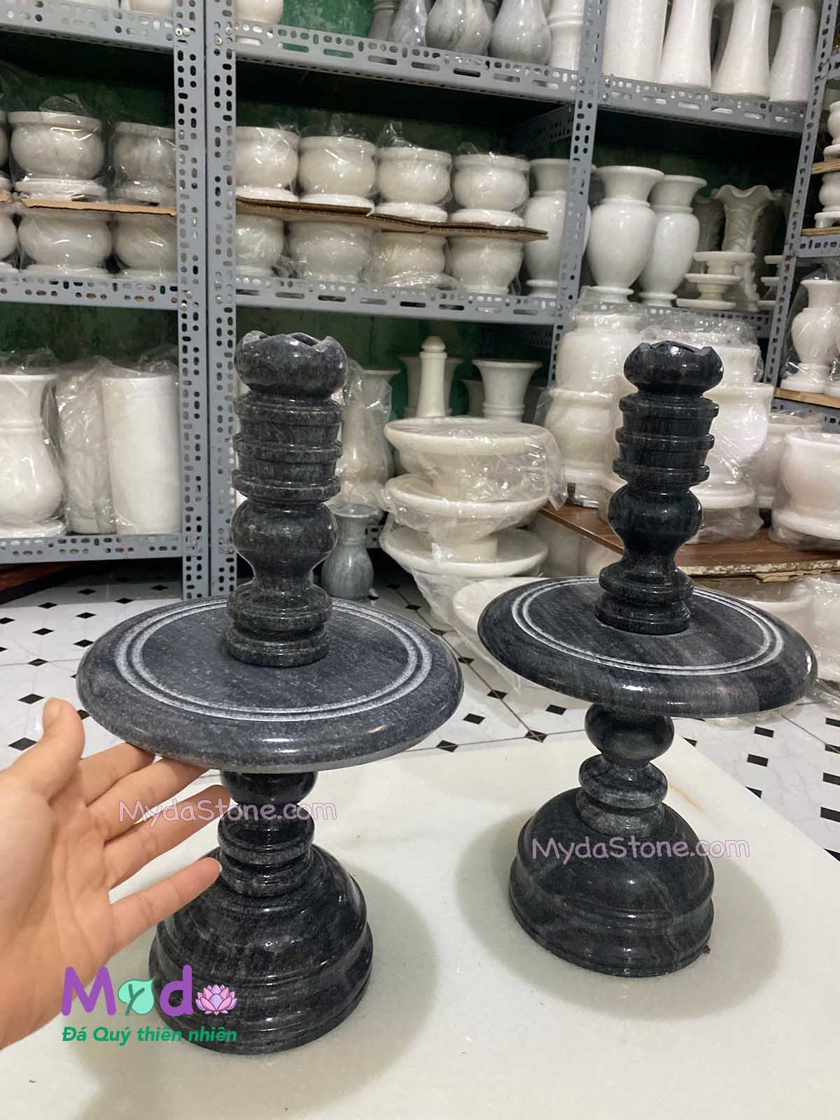 Chân Đèn đá Cẩm Thạch Đen
