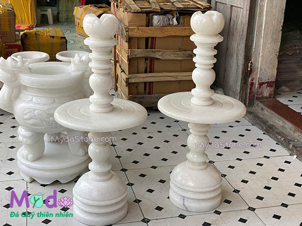 Chân Đèn đá Cẩm Thạch Trắng