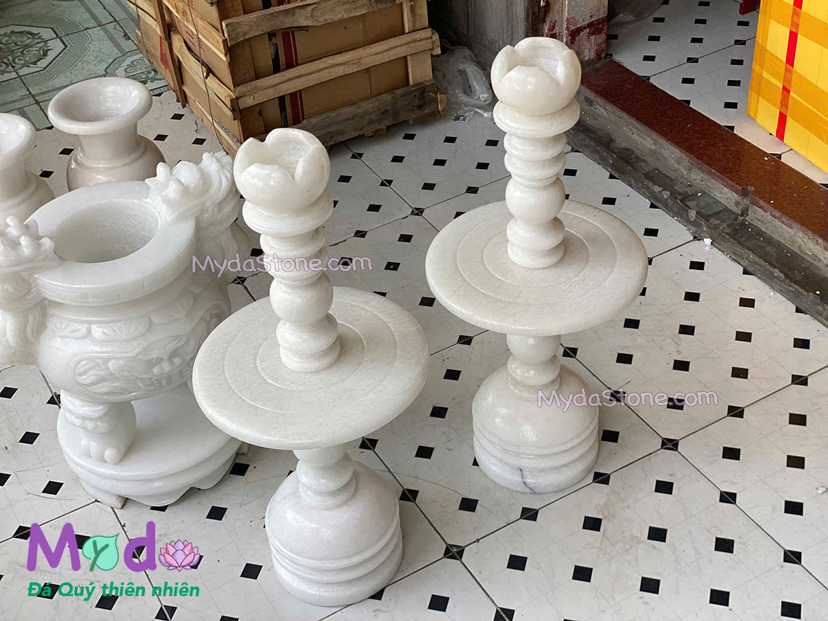 Chân Đèn đá Cẩm Thạch Trắng