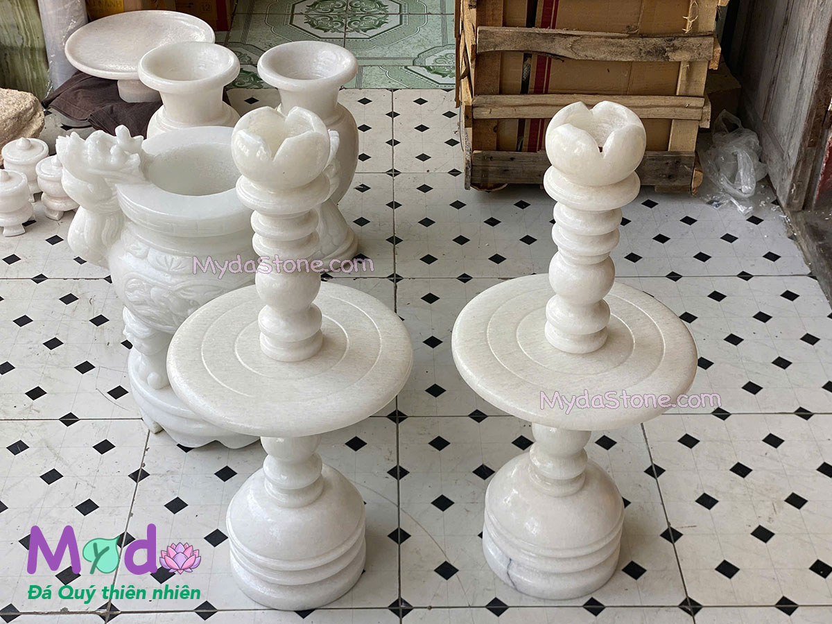 Chân Đèn đá Cẩm Thạch Trắng