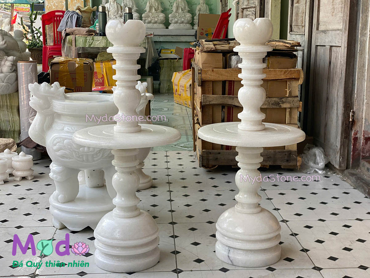 Chân Đèn đá Cẩm Thạch Trắng