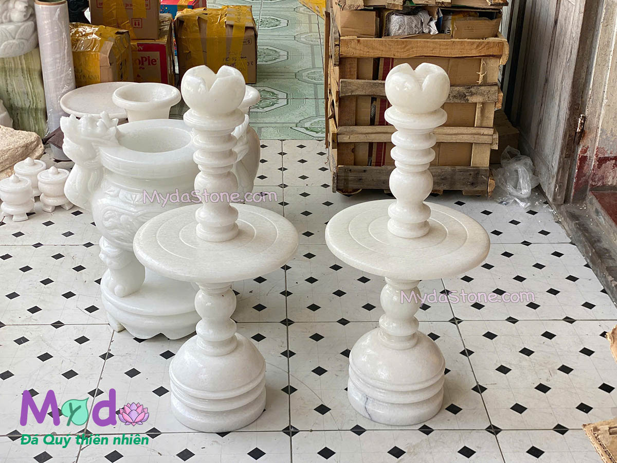 Chân Đèn đá Cẩm Thạch Trắng
