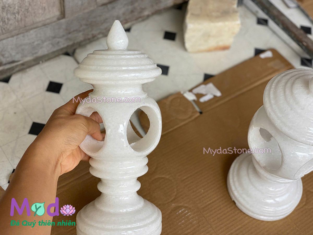 Chân Đèn đá Cẩm Thạch Trắng