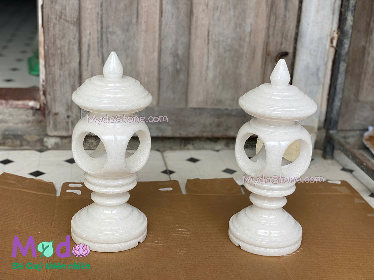 Chân Đèn đá Cẩm Thạch Trắng