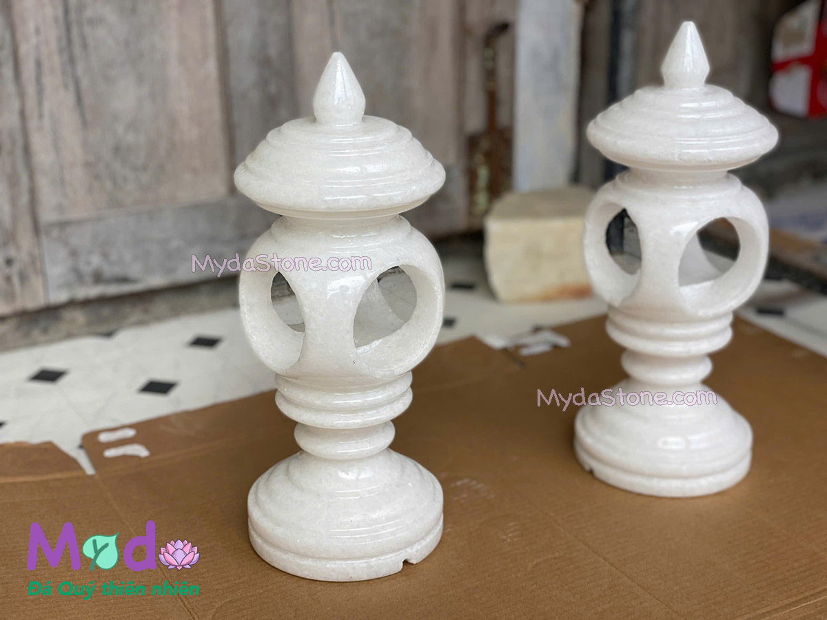 Chân Đèn đá Cẩm Thạch Trắng
