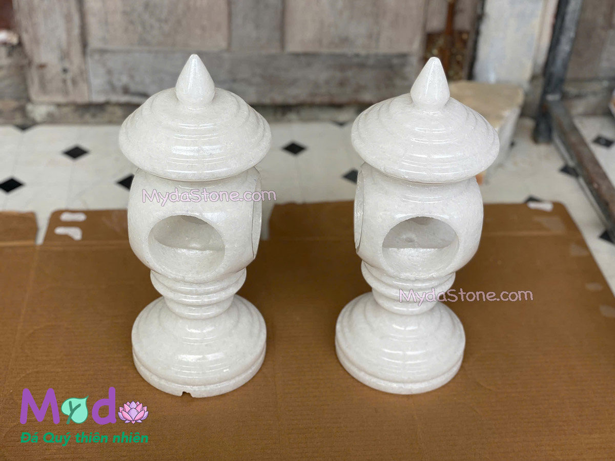 Chân Đèn đá Cẩm Thạch Trắng