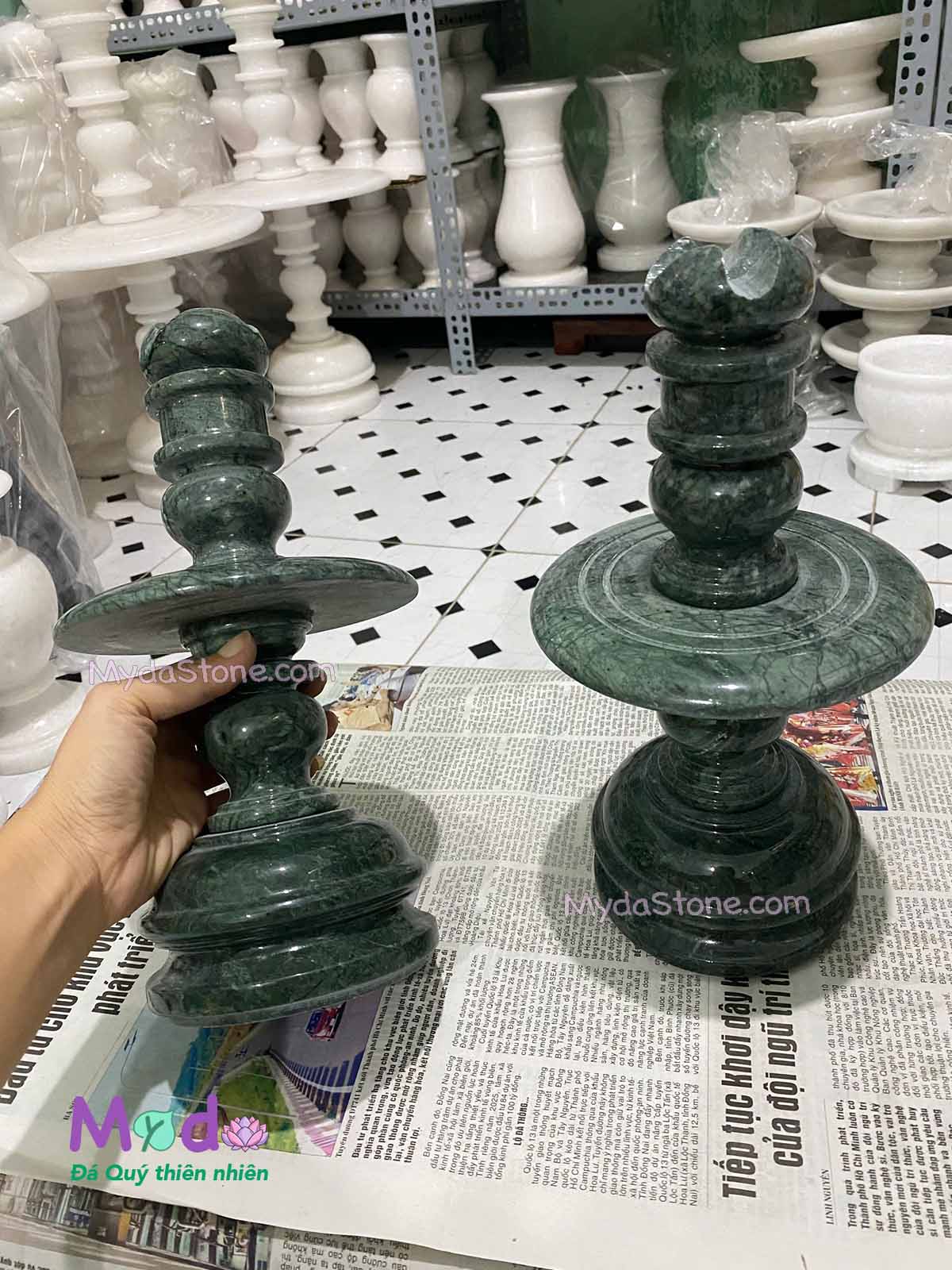 Chân Đèn đá Xanh Ấn Độ