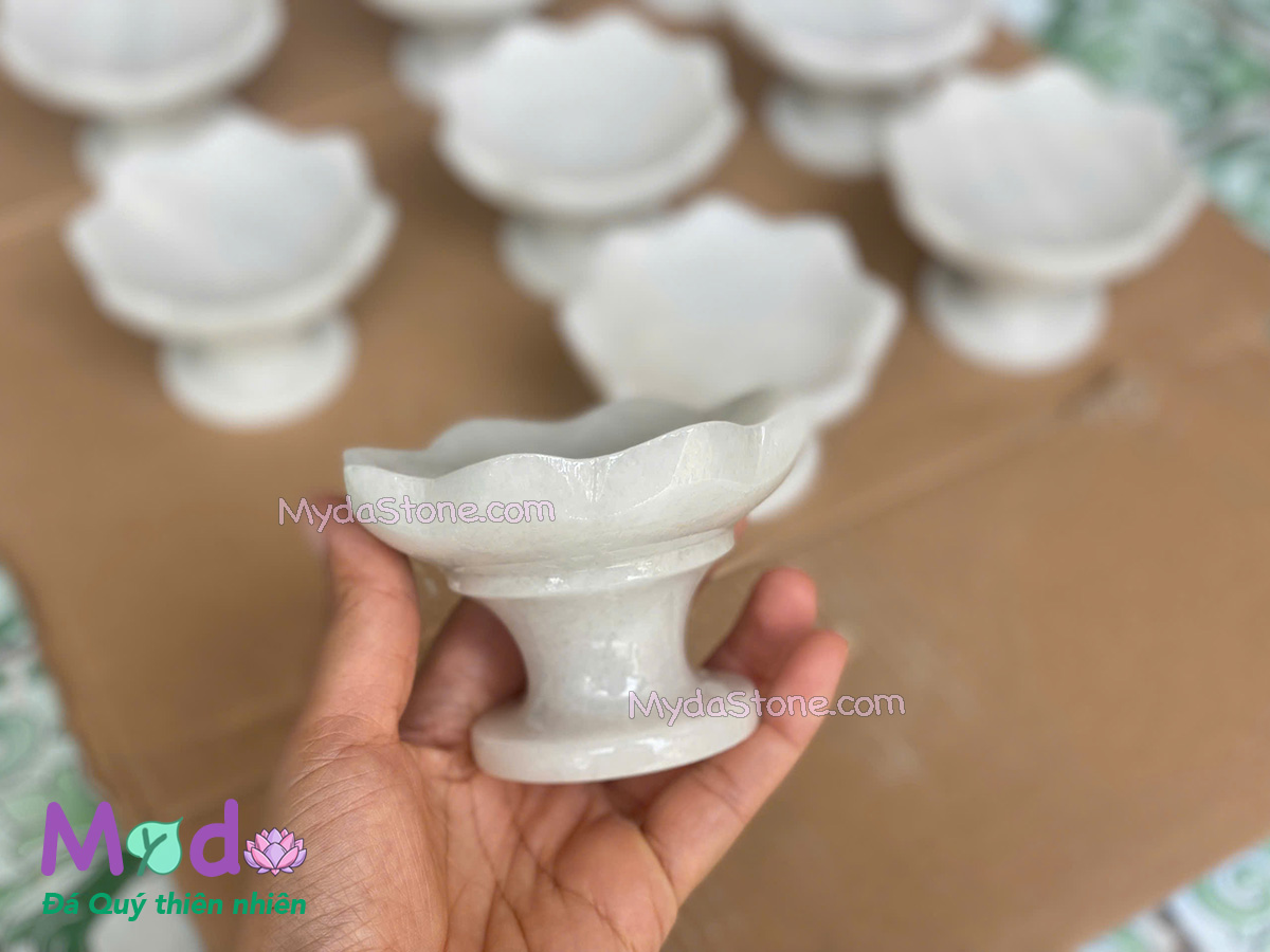 Chân Nến đá Cẩm Thạch Trắng