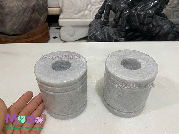 Chân Nến đá Cẩm Thạch Xám