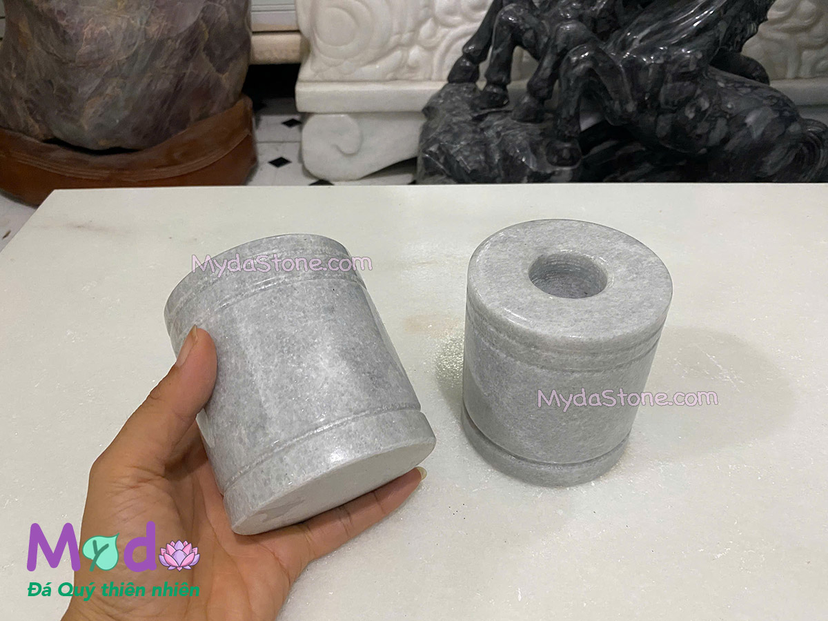 Chân Nến đá Cẩm Thạch Xám