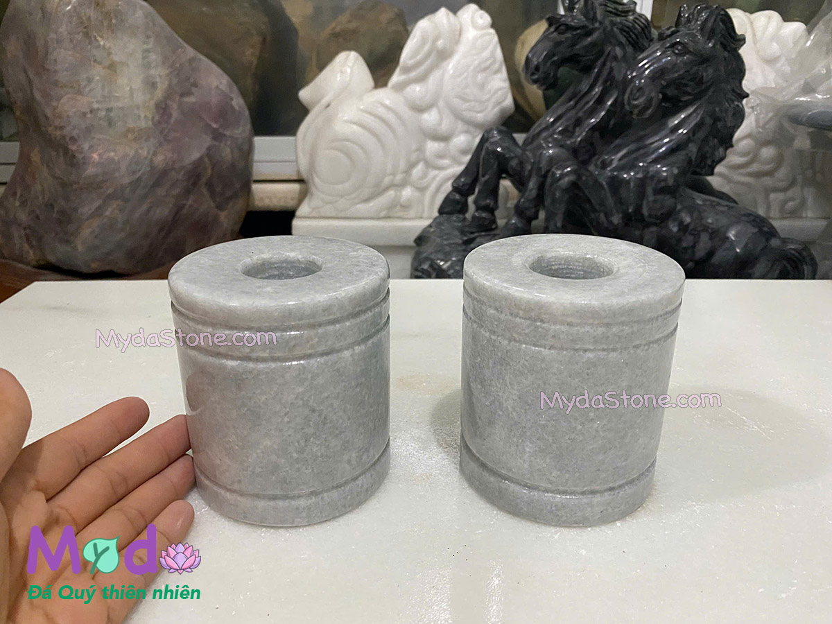 Chân Nến đá Cẩm Thạch Xám