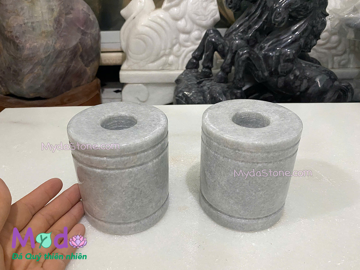 Chân Nến đá Cẩm Thạch Xám