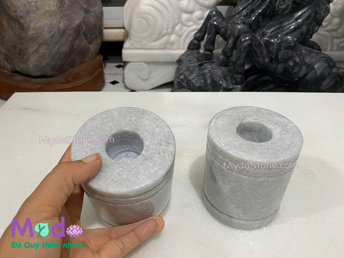 Chân Nến đá Cẩm Thạch Xám
