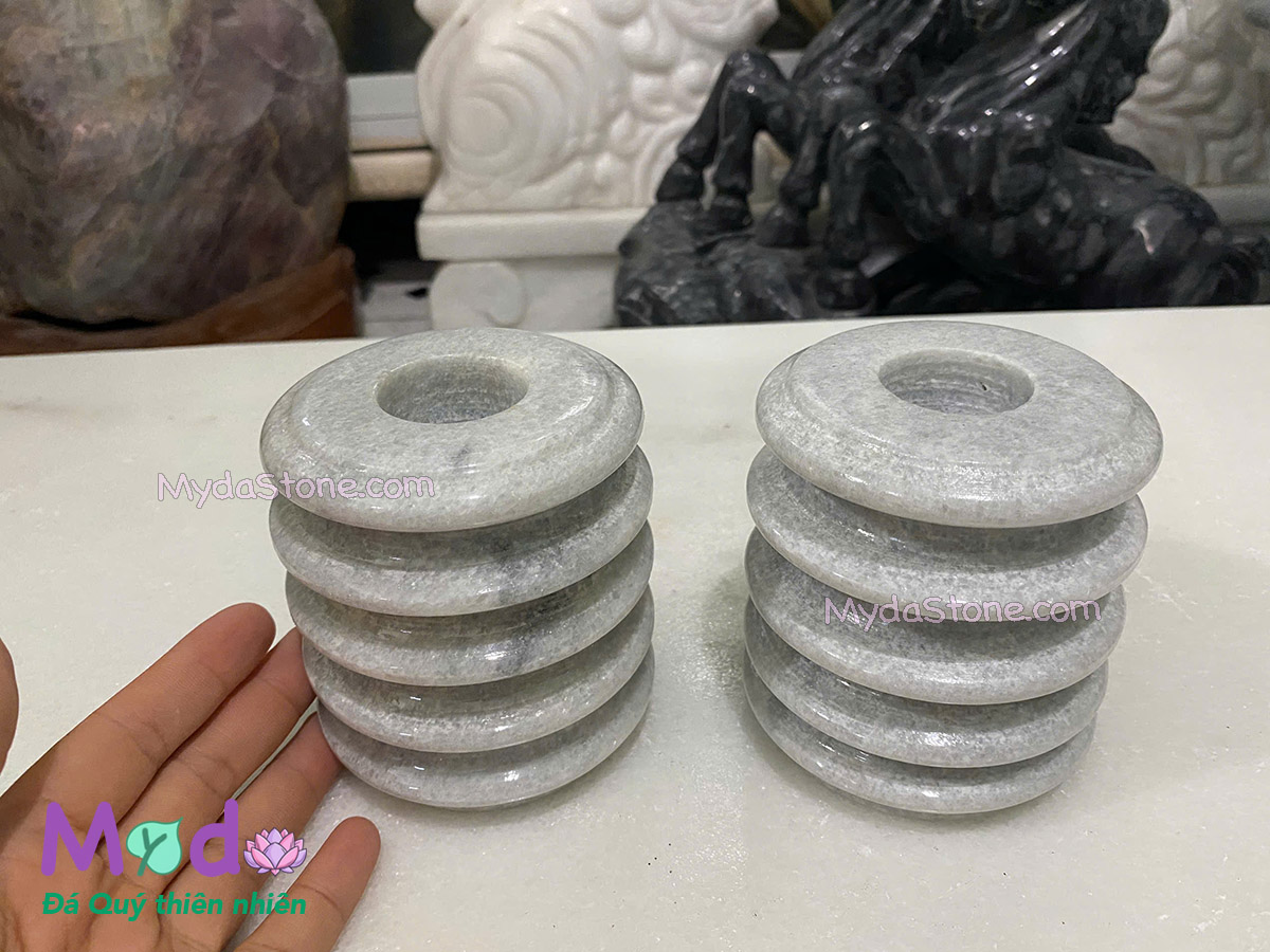 Chân Nến đá Cẩm Thạch Xám