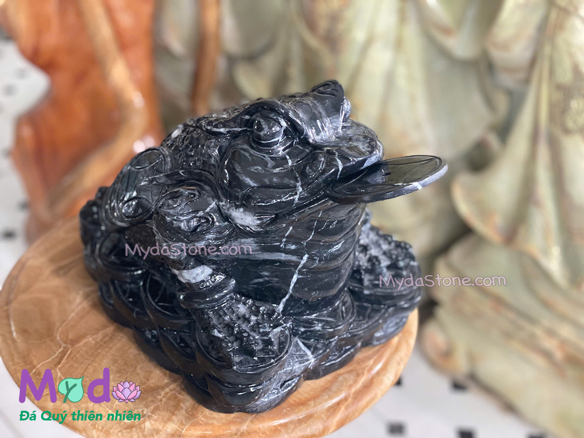 Cóc Thiềm Thừ đá Cẩm Thạch Đen