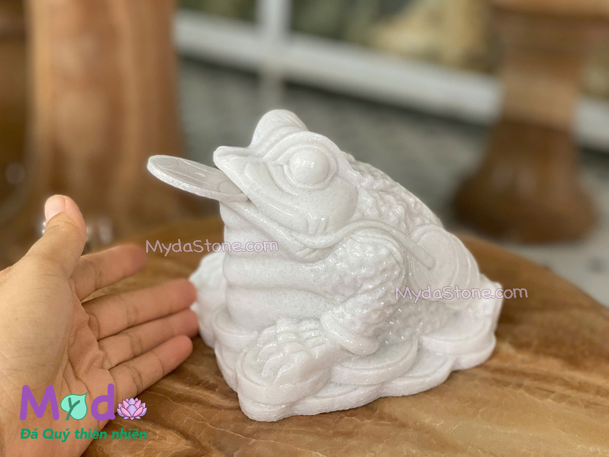 Cóc Thiềm Thừ Đá Cẩm Thạch Trắng
