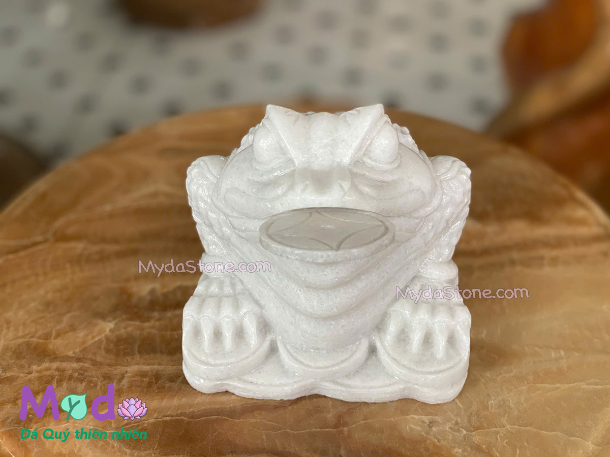 Cóc Thiềm Thừ Đá Cẩm Thạch Trắng