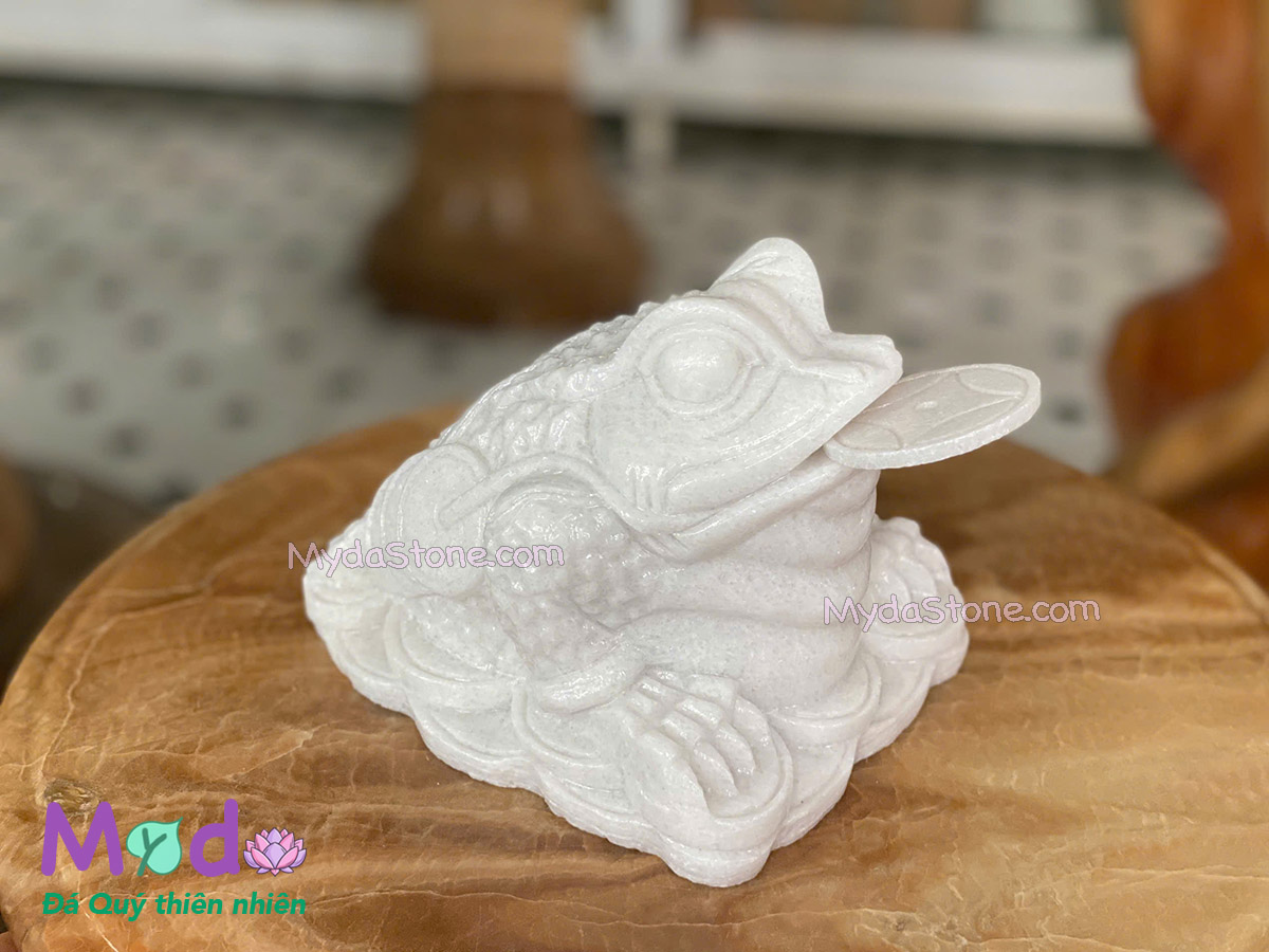 Cóc Thiềm Thừ Đá Cẩm Thạch Trắng