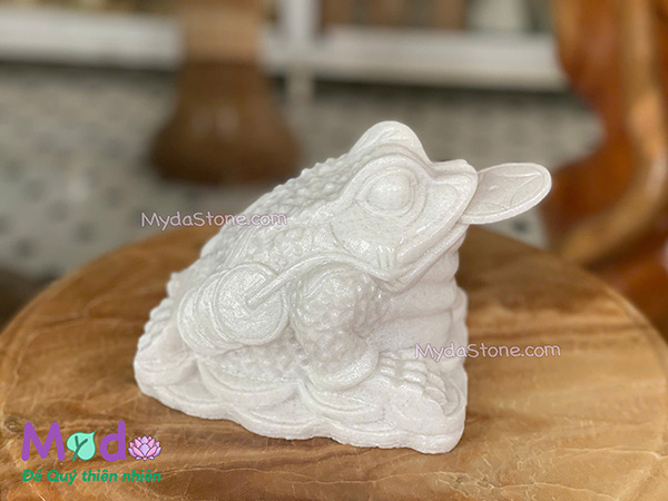 Cóc Thiềm Thừ Đá Cẩm Thạch Trắng