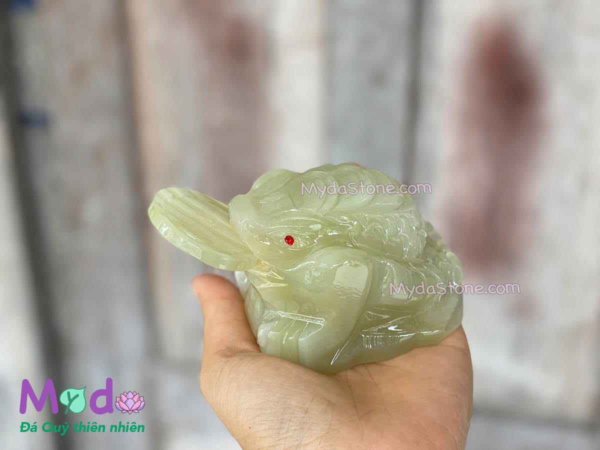 Tượng Cóc Thiềm Thừ đá Ngọc Xanh Pakistan