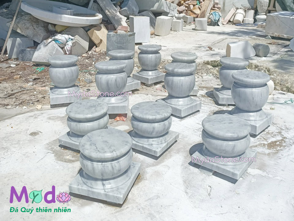 Đá Kê Chân Cột Nhà Gỗ đá Cẩm Thạch Trắng Xám