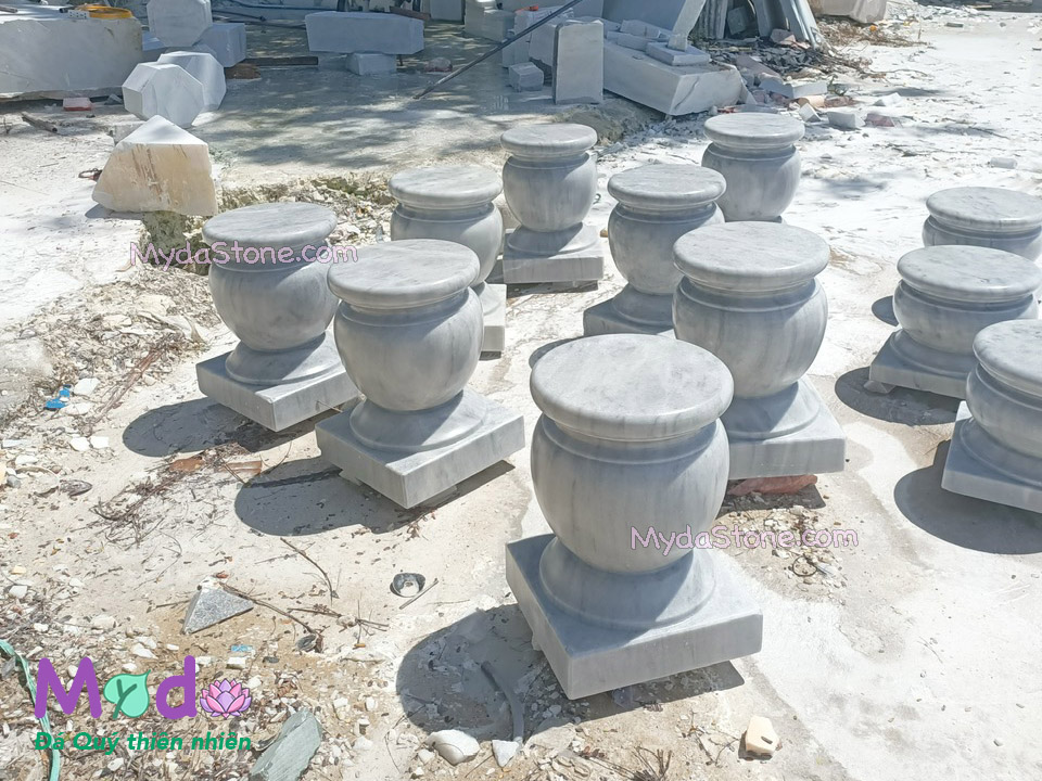 Đá Kê Chân Cột Nhà Gỗ đá Cẩm Thạch Trắng Xám