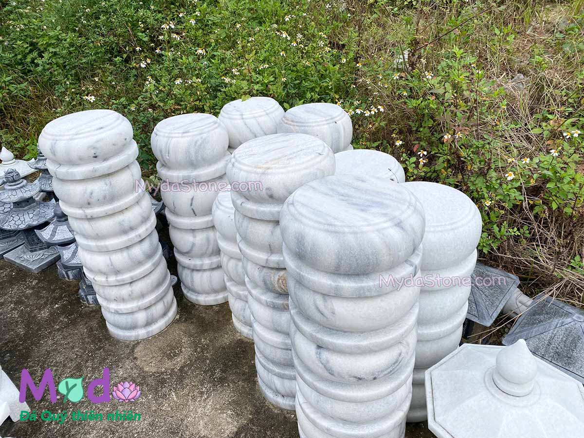 Đá Kê Chân Cột Nhà Gỗ đá Cẩm Thạch Trắng Xám