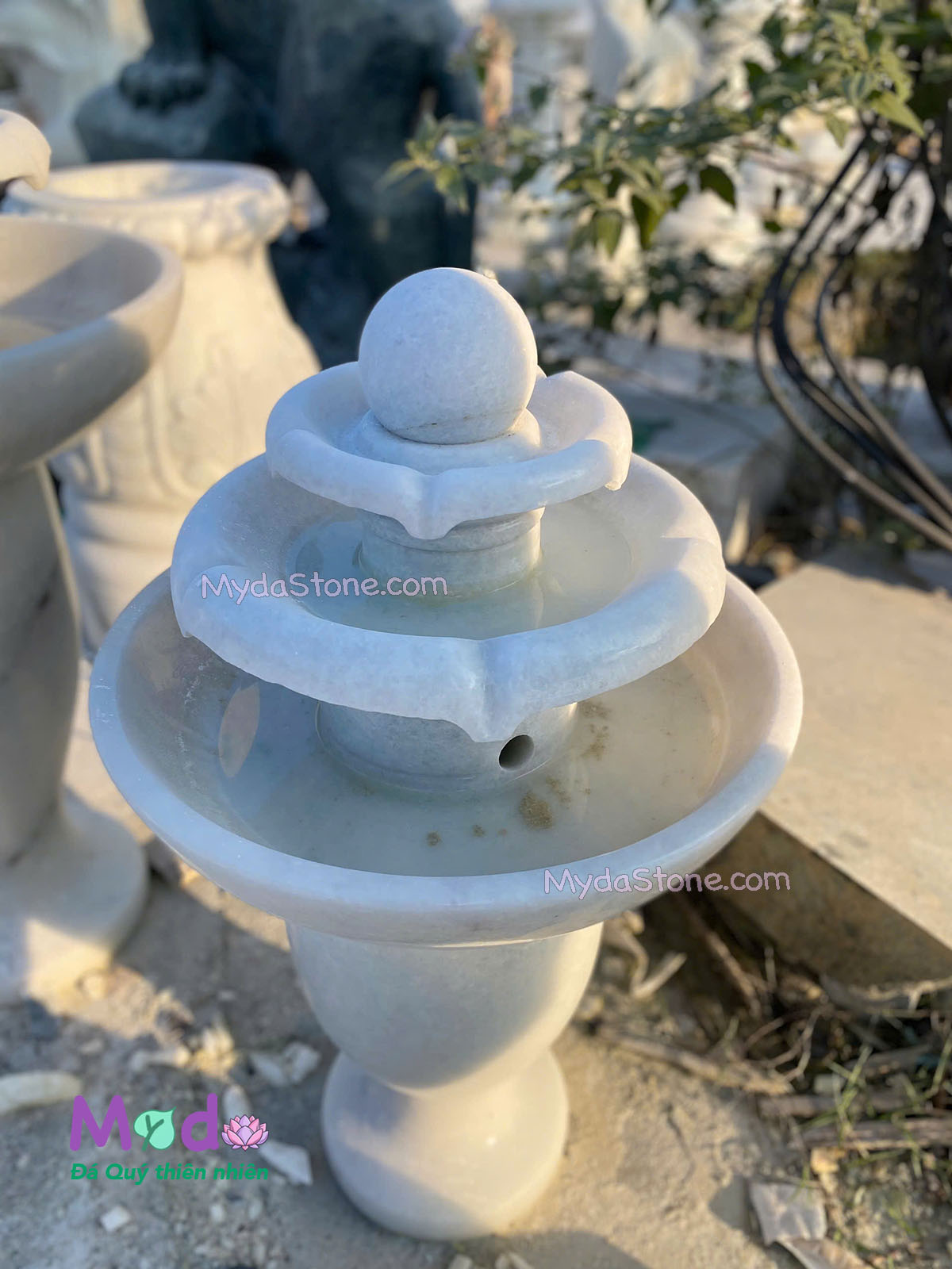Đài Phun Nước đá Cẩm Thạch Trắng Xanh