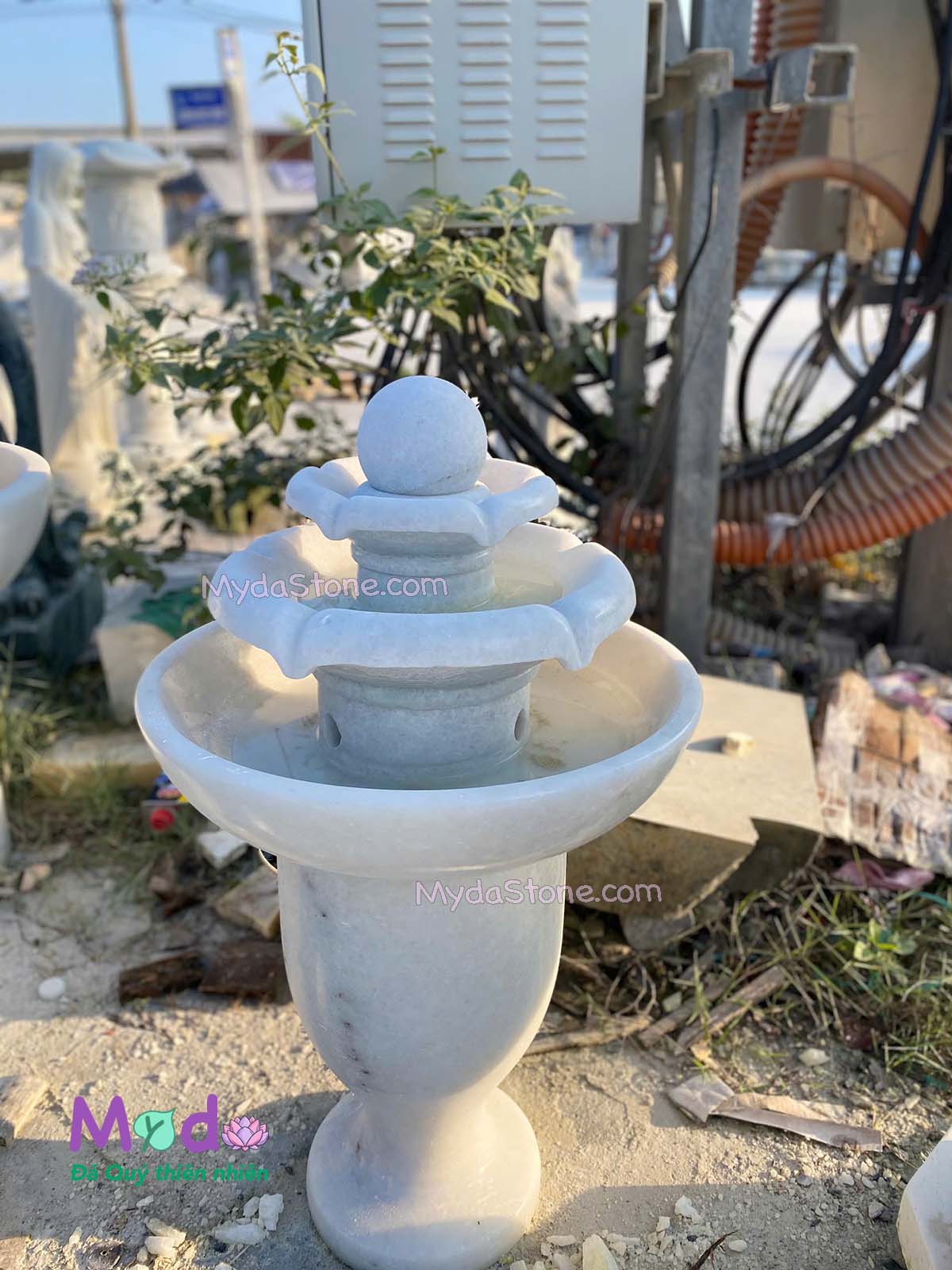 Đài Phun Nước đá Cẩm Thạch Trắng Xanh