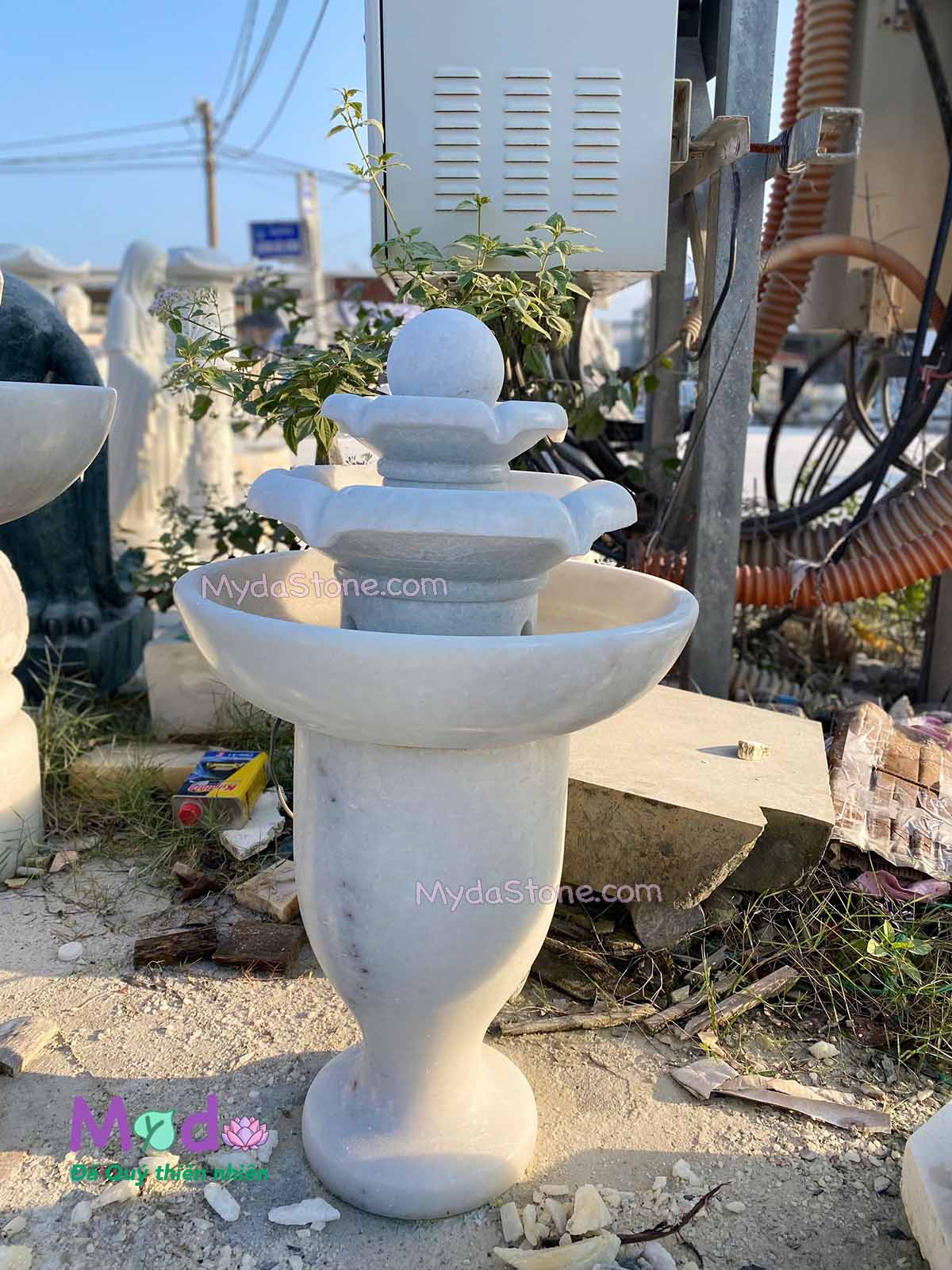 Đài Phun Nước đá Cẩm Thạch Trắng Xanh