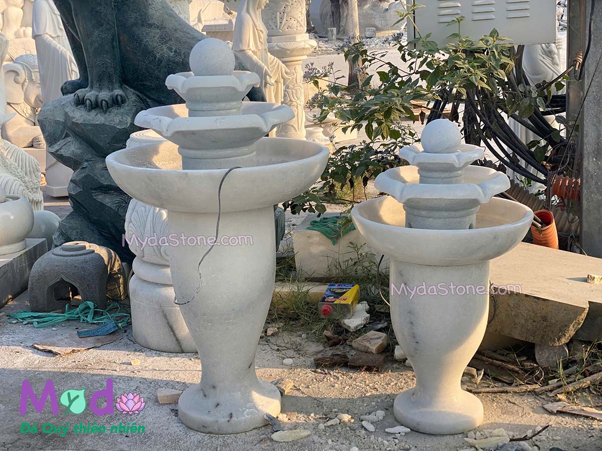Đài Phun Nước đá Cẩm Thạch Trắng Xanh