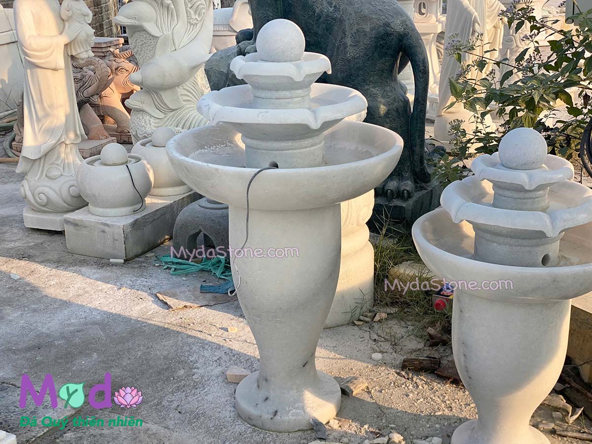 Đài Phun Nước đá Cẩm Thạch Trắng Xanh