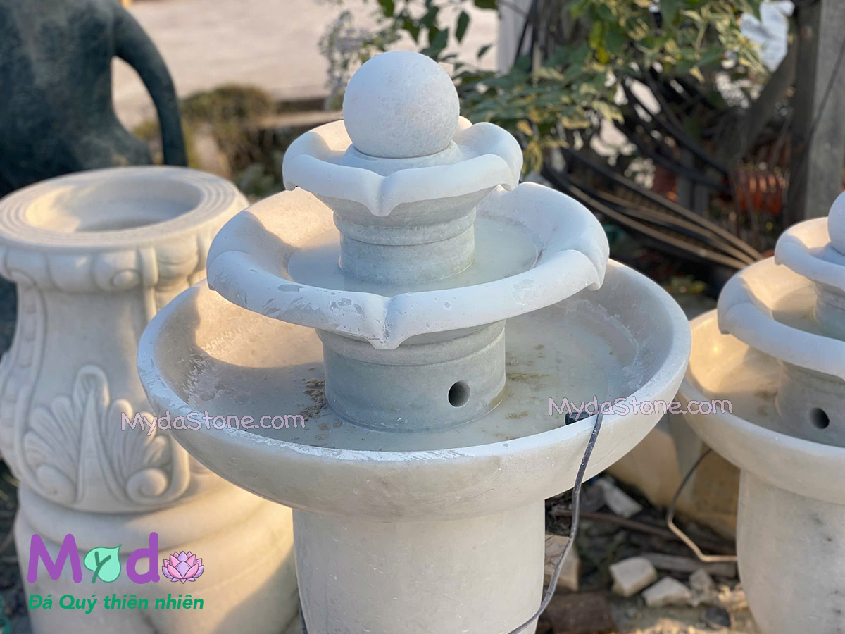 Đài Phun Nước đá Cẩm Thạch Trắng Xanh