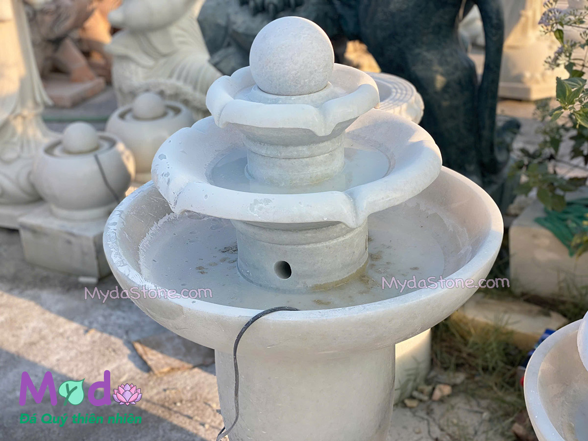 Đài Phun Nước đá Cẩm Thạch Trắng Xanh