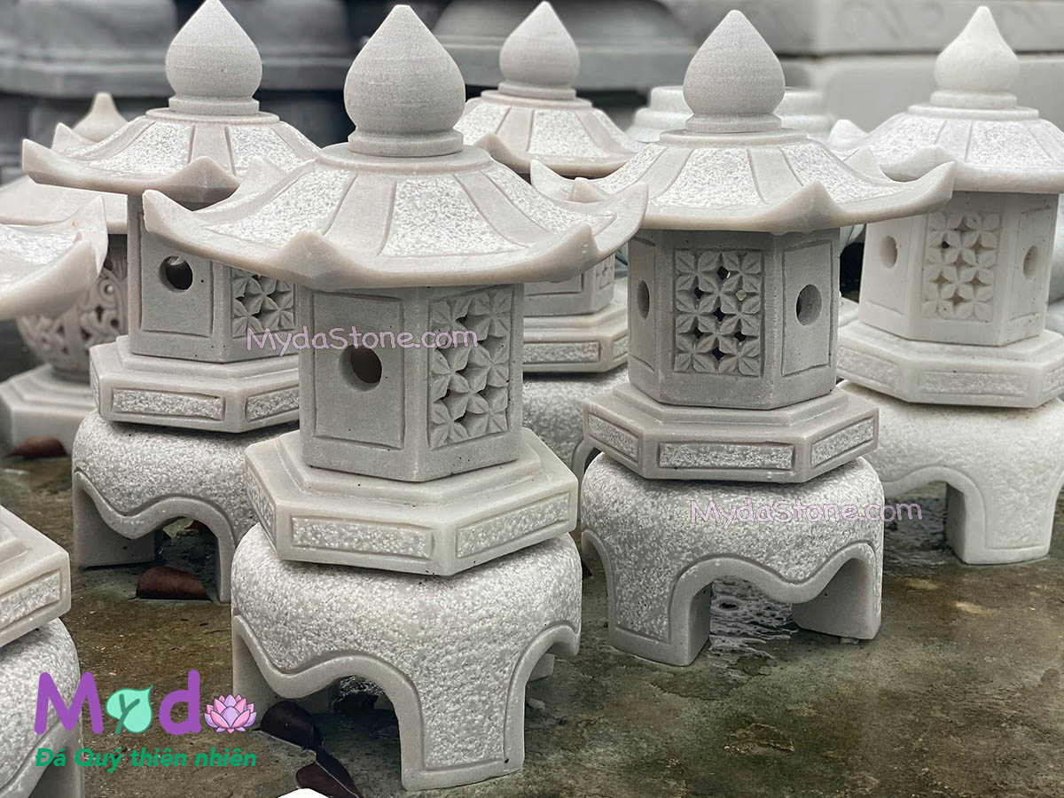 Đèn Đá Sân Vườn bằng đá Cẩm Thạch Trắng