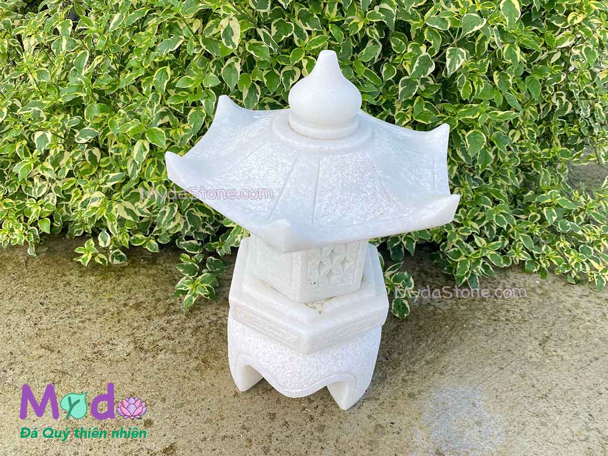 Đèn Đá Sân Vườn Cẩm Thạch Trắng