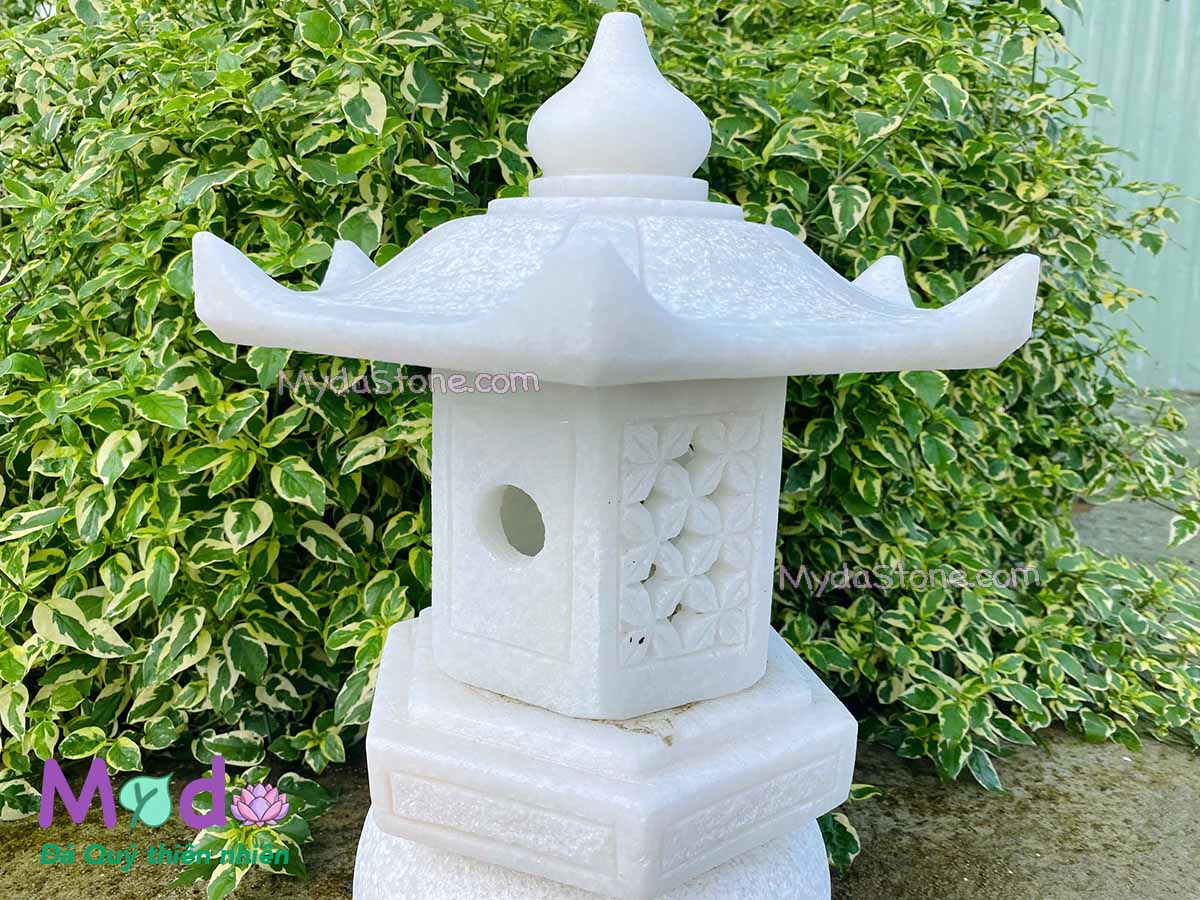 Đèn Đá Sân Vườn Cẩm Thạch Trắng