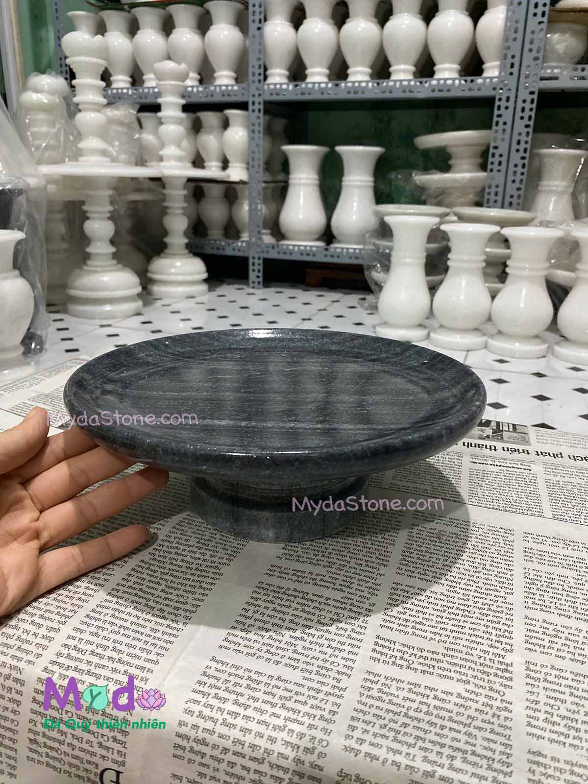 Đĩa Trái Cây đá Cẩm Thạch Đen